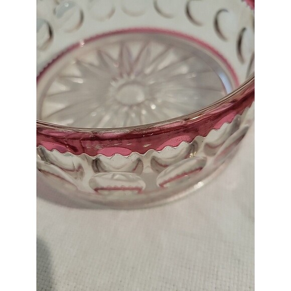 Vintage Kings Crown 6” Candy Box Ruby Cranberry Flashed W/Lid Cottage Grandma - Picture 5 of 12